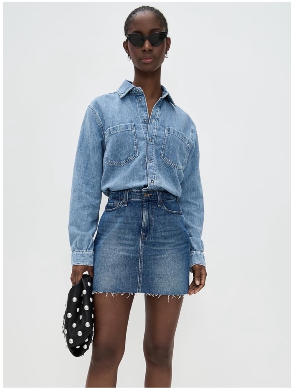 NWT 7 For All Mankind Light Blue Denim Long Sleeve Shirt Dress